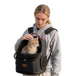 Morpilot Interactive Dual-Use Pet Rucksack, Front & Back Carry Cat Carrier Backpack, Expandable Breathable Pet Carrier for Medium Cats & Small Dogs Up to 11.3kg