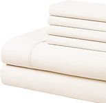 Bedding Begs 100% Organic Bamboo, Soft & Cooling, 4 Pices Bed Sheets(1 Flat Sheet and 1 Fitted Sheet 8" Deep Pocket with 2 Pcs Pillow Cover Set (17"x27") Single Size Ivory Solid