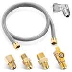 Saillong 48 Inches Gas Hose Connector Universal Gas Appliance Hook Up Kit, with 1/2" On/Off Valve and 4 Couplings for Gas Stove Wall Mounted Heater, Flexible Gas Connector for Gas Heater