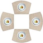 homEdge PVC Placemat, Wedge Place Mats, Washable Vinyl Placemats, for Round Table Set of 4-Beige