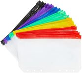 A6 Binder Pockets with Zipper, Clear Cash Envelopes for Budgeting (6 Colors, 24 Pack)