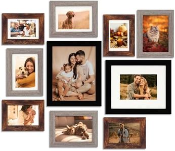 Fixwal 10 Pack Picture Frames Collage Wall Decor, Gallery Wall Frame Set for Wall Collage and Tabletop Display, Assorted Picture Frames Including 8x10, 5x7, 4x6 Family Photo Frames Black Brown Gray