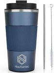 Coffee Mug, 17OZ Coffee Tumblers with Straws and Straw Brushes, Travel Coffee Mug with Leakproof Lid for Keep Hot & Cold Water Coffee and Tea in Travel Car Office School Camping (Navy Blue, 17OZ)