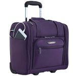 TPRC 15-inch Smart Under Seat Carry-on Luggage with USB Charging Port, Purple, Underseater 15-Inch, 15-inch Smart Under Seat Carry-on Luggage with USB Charging Port