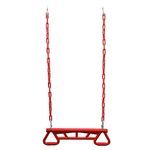 Toy Park Trapeze Bar Gym Rings - Ultimate Swing Set with Plastic Coated Chains Ninja Monkey Bars for Backyard - Outdoor Playground Accessories for Kids & Adults (Weight Capacity Upto 120 Kgs) – Red