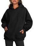 Famulily Women's Plus Size Hoodies Long Sleeve Casual Thick Pullover Tops Loose Sweatshirt with Pocket Black M