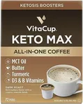 VitaCup Keto Max Dark Roast Coffee Pods, Ketosis & Energy, Butter, MCT Oil, Turmeric, B Vitamins, D3, All-In-One Keto Recyclable Single Serve Pod Compatible w/Keurig K-Cup Brewers,72 Ct