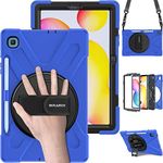 BRAECN Case for Samsung Galaxy Tab S6 Lite 10.4 2020, Rugged Protective Case with Rotating Kickstand, Carrying Shoulder Strap, Handle Hand Strap, S Pen Holder for Samsung Tab S6 Lite 10.4”2022 -Blue