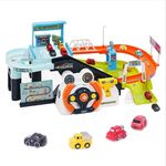 Invite Enterprise Urban Transit Car Simulating Driving Steering Wheel Musical Toy Puzzle Adventure Parking Lot Race Track Cars Playset For Toddler & Kid, Electric & Manual Climbing Mode Vehicle Garage