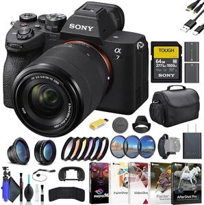 Sony a7 IV Mirrorless Camera with 28-70mm Lens ILCE-7M4K/B, 64GB Card, Filter Kit, Wide Angle Lens, Telephoto Lens, Color Filter Kit, Lens Hood, Bag, and More