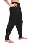 Bslingerie Mens Medieval Pirate Pants Renaissance Costume Lace Up Trousers (XL, Black)