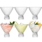 Frcctre 6 Pack Stemless Martini Glasses, 8 Oz Vintage Shrimp Cocktail Glasses with Heavy Base, Glass Dessert Bowls Ice Cream Bowl for Martini, Cocktail, Margarita, Dessert, Ice Cream