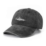 ZLYC Embroidered Cotton Baseball Cap Adjustable Snapback Dad Hat, Shark Grey, One Size