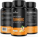 Liposomal Turmeric Curcumin Supplements 2000 mg (High Strength) with Black Pepper & Ginger for Superior Absorption with Fulvic Acid and Humic Acid | Healthy Joints & Inflammation Response 60 Softgels