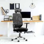 CELLBELL C190 Berlin FT Ergonomic Office Chair with Footrest – High Back Mesh, 3D Adjustable Armrest, Synchro Mechanism, Reclining Computer Chair, 3-Year Limited Brand Warranty (Full Black)