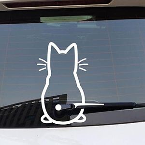 BYNYXI Adesivo per tergicristallo con gatti, riflettente, divertente cartone animato, gattino, coda, auto, impermeabile, per lunotto posteriore, per cellulare, 30 cm x 20 cm