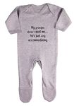My Grandpa Doesn't Spoil me He's just Very Accommodating Baby Romper Jumpsuit with feet, 3-6 Months, Grey