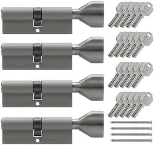 Lot de 4 Serrures Cylindres à bouton KSN 80 mm 40/40 à fermeture identique avec 20 clés