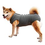 Dog Recovery Suit Abdominal Wound Protector Puppy Medical Surgical Clothes Post-Operative Vest Pet After Surgery Wear Substitute E-Collar & Cone (L, Grey)