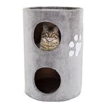 PETMAKER 80-PET5080 Cat Condo 2 Story Double Hole with Scratching Surface, 14" x 20.5", Gray