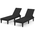 HAPPYGRILL Chaise Lounge Chair, Outdoor Rattan Recliner Lounger with 3-Position Backrest, Adjustable Sunbathing Tanning Chair, Patio Furniture for Garden Poolside Deck (2, Black)