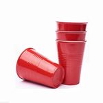 Adaamya® - 20 Pcs - Easy Grip Reusable Drinking Party Cups for Iced Tea, Punch, Cocktail, Juice, Beer Pong Glasses - RED/White, 450 Milliliter (Pack of 20 Pcs)