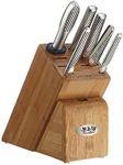 Global Katana 6-Piece Japanese Knife Block Set, Made in Japan, Stainless Steel and Walnut Storage Block