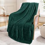 Exclusivo Mezcla Extra Large Flannel Fleece Throw Blanket, 50x70 Inches Leaves Pattern Soft Throw Blanket for Couch, Cozy, Warm, and Lightweight Blanket All Season Use, Forest Green Blanket