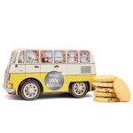 Retro Camper Van Biscuit Tin Gift - Christmas Biscuits Gift Set with Scottish Shortbread, Assorted Biscuits Selection Box, Festive Biscuits Tin Hamper - Novelty British Gifts for Women & Men - Yellow