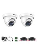 ZOSI 2 Pack 1080P HD TVI Security Camera Outdoor 80ft IR Night Vision, IP66 Weatherproof, 2MP CCTV Surveillance Dome Cameras for 720P/1080N/1080P/5MP/4K HD-TVI AHD CVI Analog DVR Systems(White)