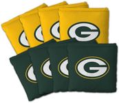 YouTheFan Officially-Licensed NFL Green Bay Packers Set of 8 Cornhole Bags - All Weather Dual Sided Slide & Stop - Regulation Size with Carry case