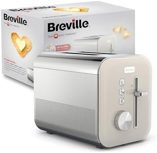 Breville High Gloss 2-Slice Toaster with High-Lift & Wide Slots | Cream & Stainless Steel [VTT967]