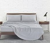 Linen Home Single Bed Sheet Set - 3Pcs Easy Care Brushed Microfiber Sheet Set Single Size Super Soft Wrinkle Free Bedding Set- Flat, Fitted Sheets & Pillowcase (Single, Silver)