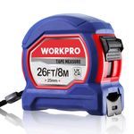 WORKPRO Tape Measure 8M 26FT, Retractable Professional Measuring Tape, Imperial and Metric Measurements with Metal Belt Clip