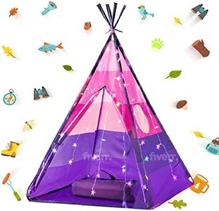 LimitlessFunN Teepee Kids Play Tent Bonus Star Lights & Carrying Case for Girls & Boys, Indoor & Outdoor Use Pink