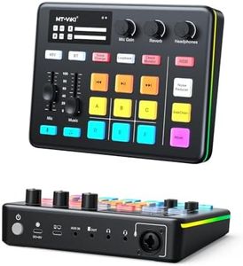 MT-VIKI Gaming Audio Mixer, Audio Interface Sound Board w/RGB Effect, XLR/TRS Microphone, 48V Phantom Power, Support Bluetooth, Voice Changer, Live Streaming, Podcasting