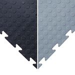BiGDUG Essentials Interlocking Garage Floor Tile Set - 600 x 600 cm - Studded Rubber Floor Tile - Black & Grey