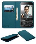 ACM Rich Leather Flip Wallet Front & Back Case Compatible with BlackBerry Classic Mobile Flap Magnetic Cover Turquosie