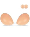 Niidor Adhesive Bra Strapless Sticky Invisible Push up Silicone Bra for Backless Dress with Nipple Covers Nude (B Cup)