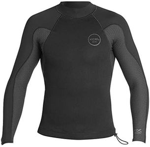 XCEL Mens Comp X Neostretch Long Sleeve 1/0.5mm TDC Wetsuit Top (Black, Small)
