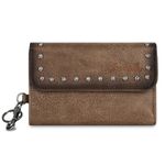 Wrangler Wallet for Women Slim Trifold Credit Card Cases & Money Organizers, Distressed Coffee, Compact