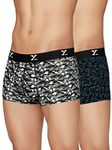 XYXX Men's Modal Relaxed Trunks (Pack of 2) (XYTRNK2PCKN220L_Camo Monocrom+Yoga Pet_L)