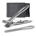 VOGARB Nail Clippers for Thick Nails Wide Jaw Opening Large Straight Blades Flat Edge Fingernail Toenail Cutter with Nail File Set for Men,Women,Adult,Seniors,Stainless Steel (Flat Edge-S)…