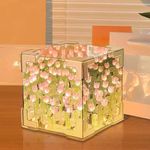 DISENO Tulip lamp Cube Mirror Lamp, 20 Flowers LED Decorative Lamp, 2 in 1 Mirror & Table Ornaments for Bedroom Livingroom Desktop Decor Birthday Gift (Multicolor)