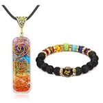 Pulsera Arus 7 Chakras Bracelet Necklace Set for Women Men Original 7 Chakra Bracelet Necklace Healthbangle Lymphatic Drainage Bracelet Yoga Meditation Exercise Jewelry Accessories for Girls Boys