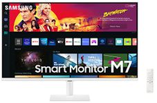 Samsung 32-inch(80cm) M7 4K UHD Smart 3,840 x 2,160 Monitor, Type-C, Smart TV apps, TV Plus, Office 365, Apple Airplay, Dex, Bluetooth, IOT, Speakers, Remote (LS32BM701UWXXL, White)