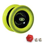 Yomega Xodus II YoYo– Includes Roller Bearing Technology, Rubber Rims and Wing Shape Design – Professional Responsive YoYos Intermediate Level Play (Black Yellow)