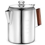 Eurolux Percolator Coffee Maker Pot - 12 Cups | Durable Stainless Steel Material | Brew Coffee On Fire, Grill or Stovetop | No Electricity, No Bad Plastic Taste | Ideal for Home, Camping & Travel