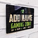 Personalised Game Metal Mirror Gamer Sign - Customised Printed Wall Art Plaque A4 Gaming Zone Caution