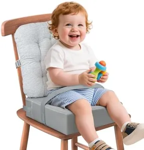 Toddler Booster Seat for Dining Table and Kitchen Chair –Removable Cushion with Backrest, Corduroy & PU Waterproof, Booster Seat for Kids Ages 2-5 with 2 Adjustable Safety Straps, Easy to Clean